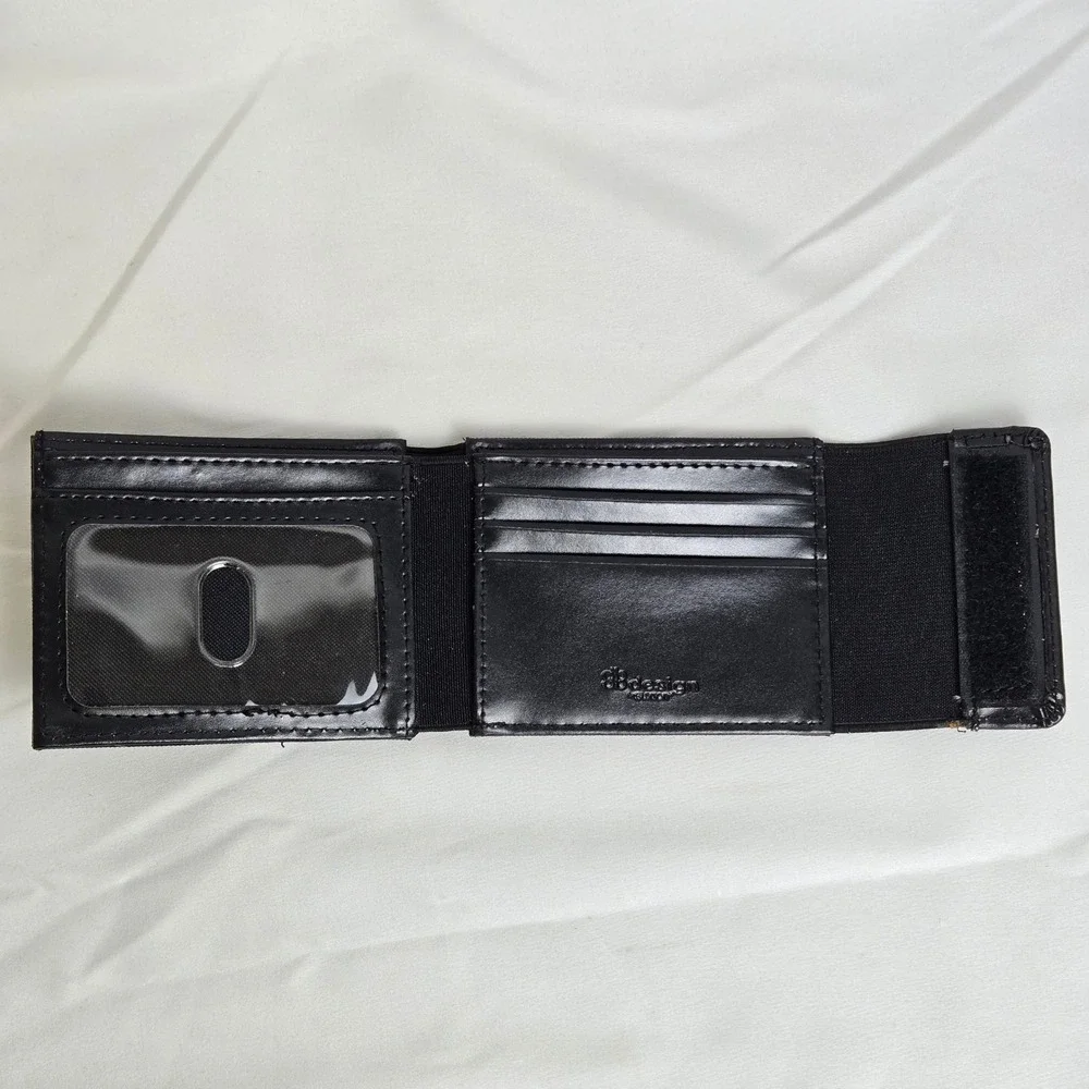 Design by Buxton Black‎ Wallet ID Window Card Slots Hook & Loop Closure